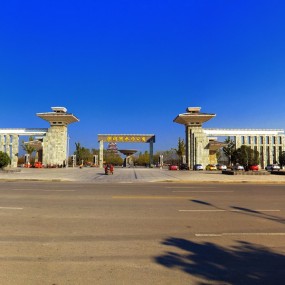 沙沟湖水杉公园的新汉风建筑