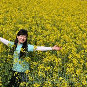 花海中的靓妹一