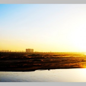渭河沿岸夕阳风景
