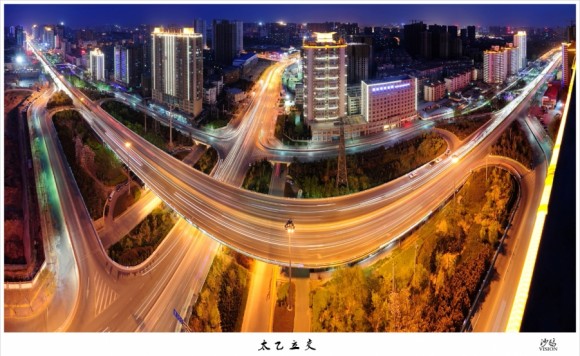 二环立交桥夜景全图