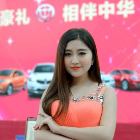 元旦车展粉衣车模