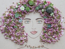 树枝和鲜花创作的肖像画 ｜Vicki Rawlins