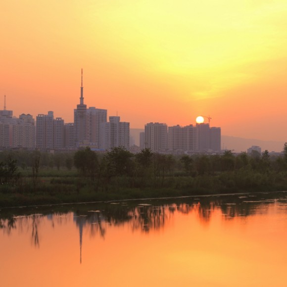 金渭湖日出