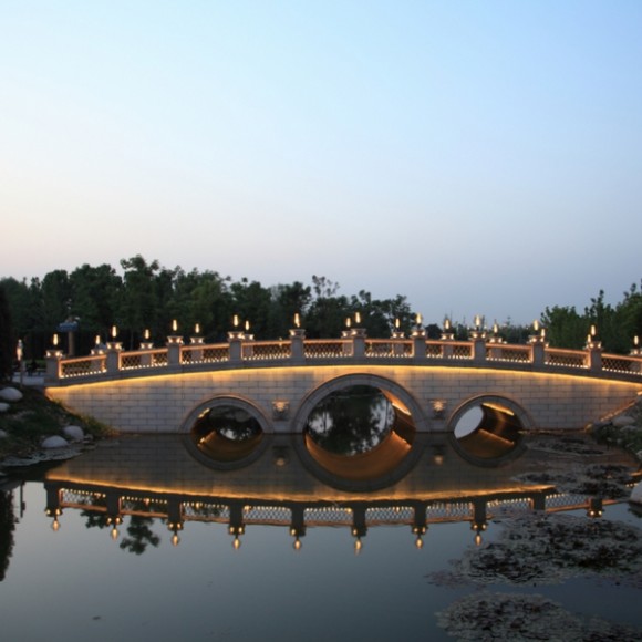 傍晚的世园夜景