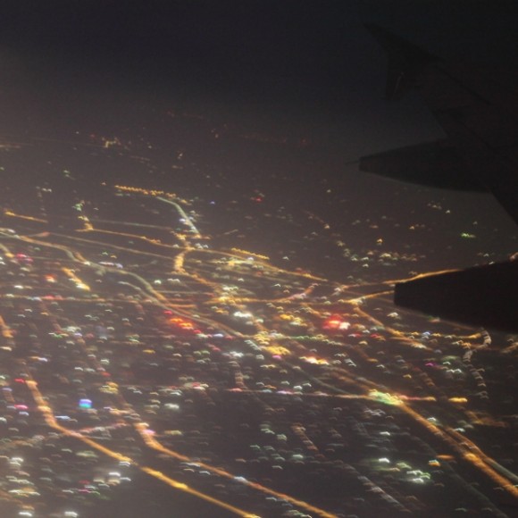 航班上拍西安夜景