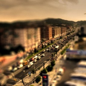 一组使用移轴镜头拍摄的照片